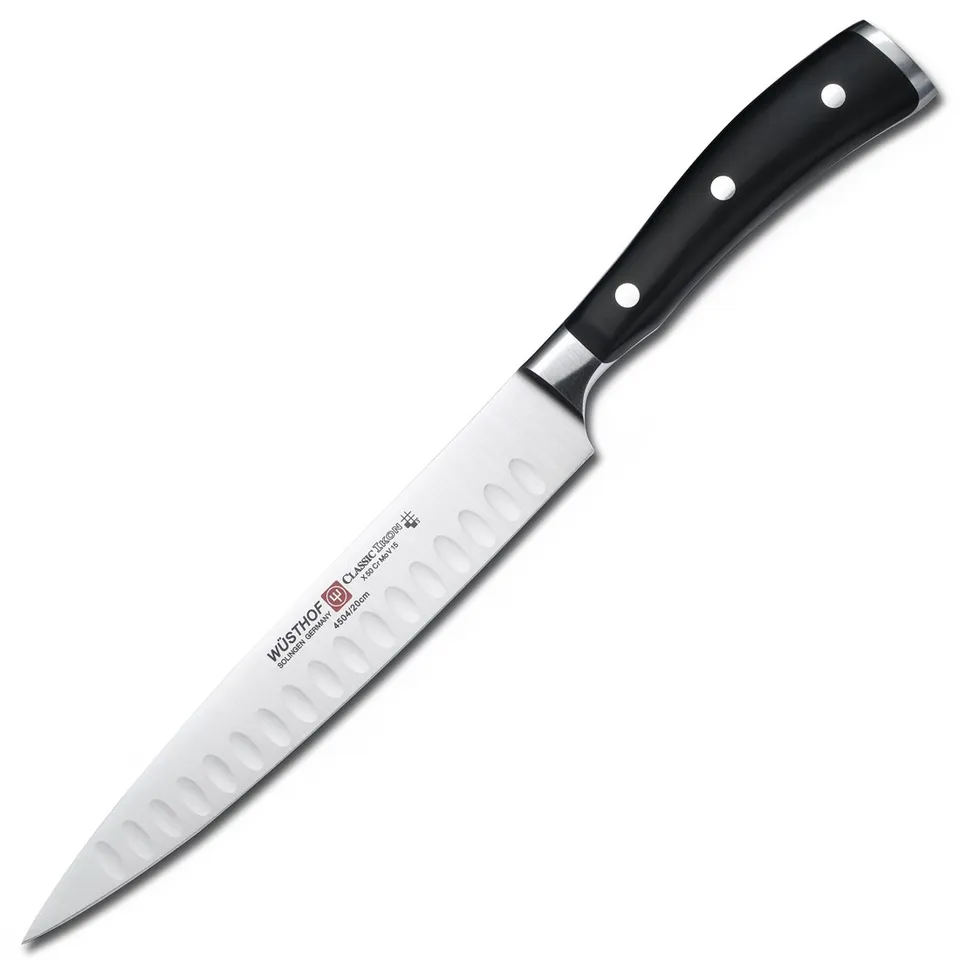 w-sthof-classic-ikon-8-hollow-edge-carving-knife-black-forged-full-tang-stainles image 1