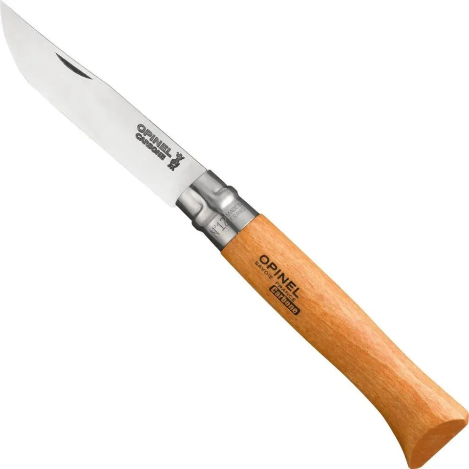 opinel-second-chance-no-12-carbon-steel-folding-knife-beechwood-handle-camping-r image 1