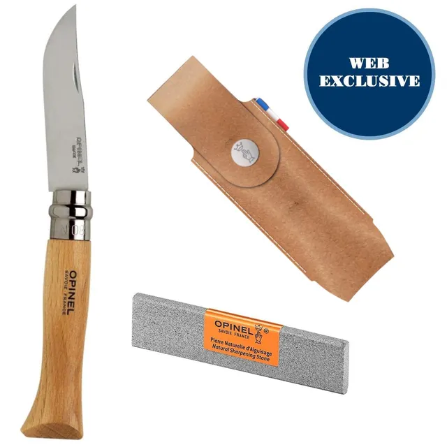 opinel-no-08-everyday-carry-kit-stainless-steel-folding-knife-with-alpine-sheath image 1
