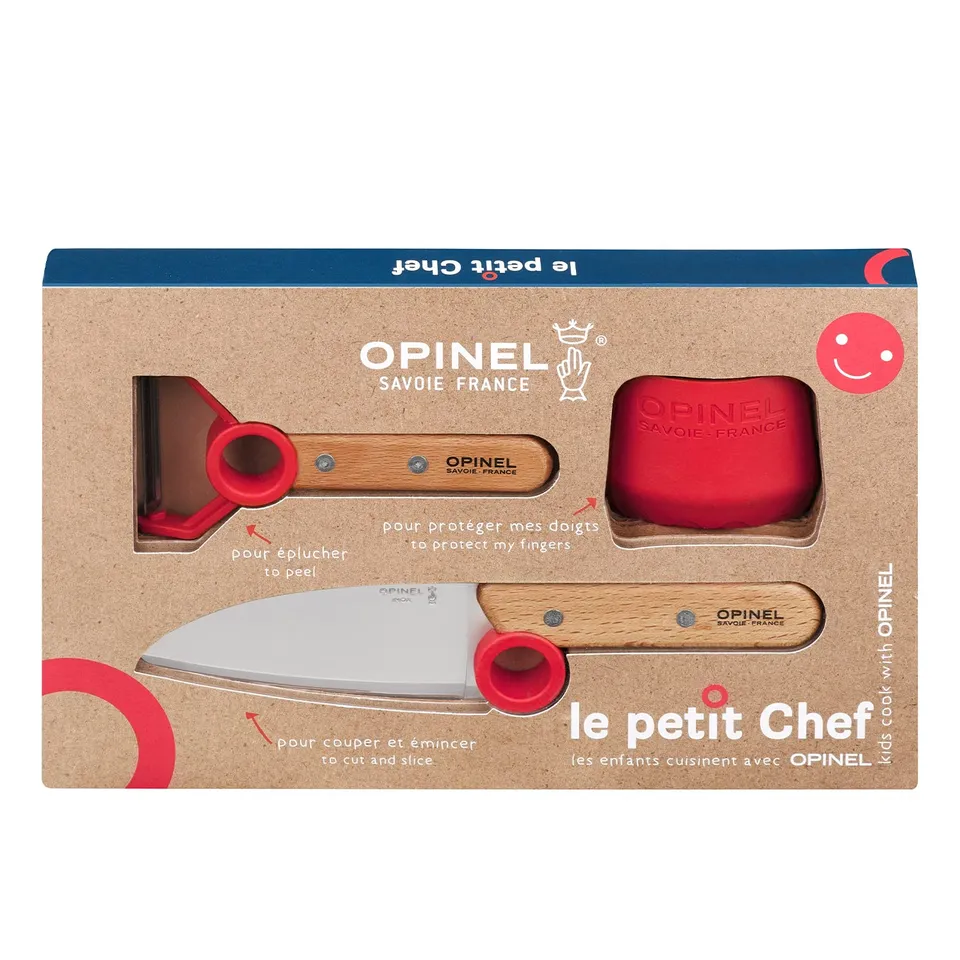 opinel-le-petit-chef-3-piece-kids-kitchen-set-with-rounded-tip-chef-knife-finger image 1