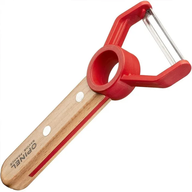 opinel-le-petit-chef-children-s-peeler-finger-pull-veggie-peeler-with-beechwood- image 1