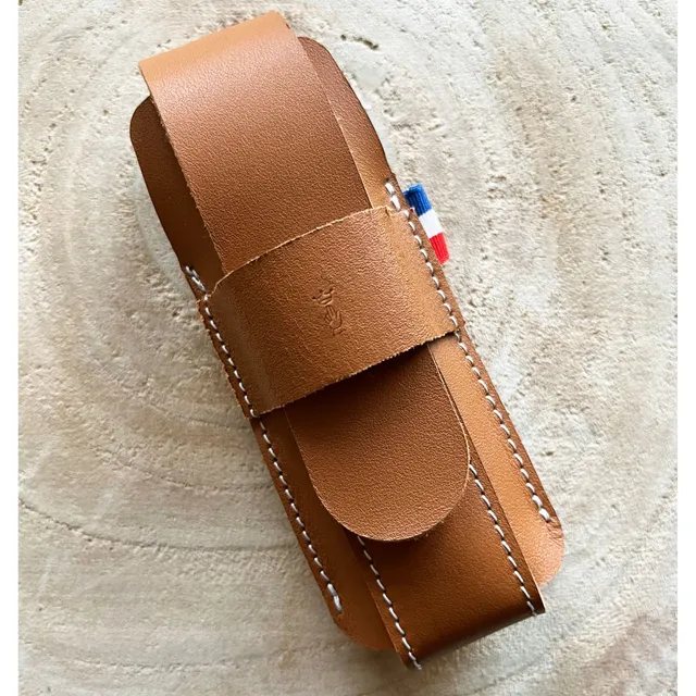 opinel-natural-leather-sheath-collection-france-cognac-flap-closure-knife-sheath image 1