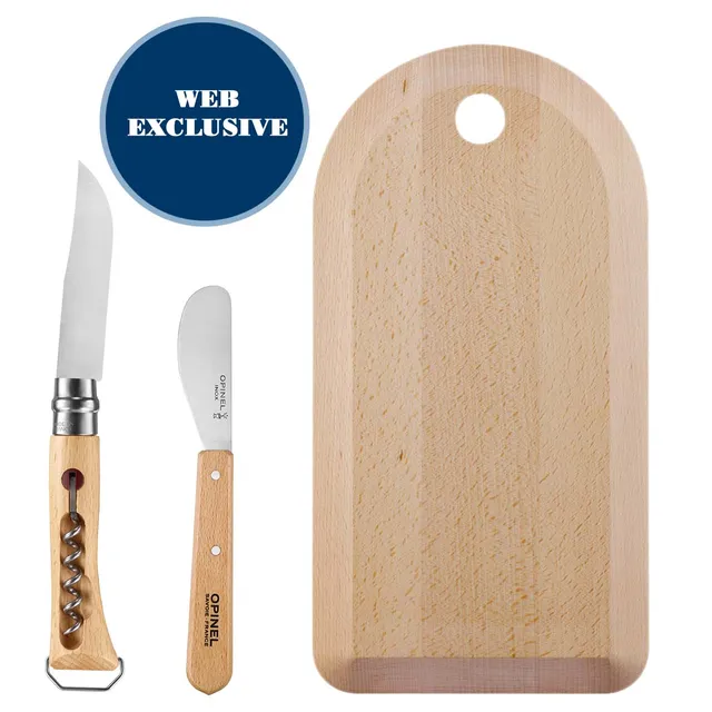 opinel-cheese-wine-kit-no-10-corkscrew-folding-knife-essential-spreading-knife-m image 1
