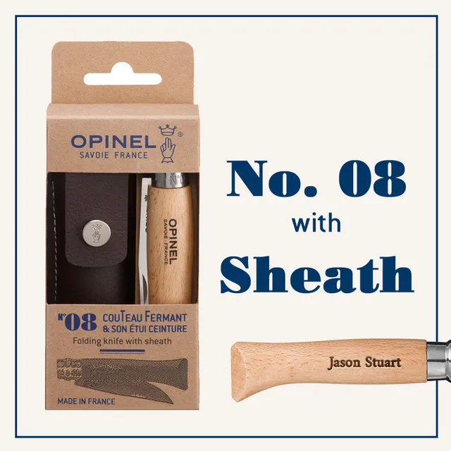 opinel-no-08-stainless-steel-folding-knife-engraved-gift-bundle-set-of-6-with-sh image 1