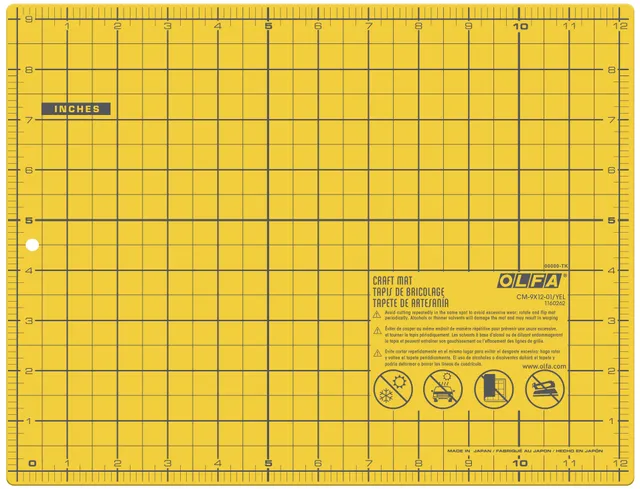 olfa-cm-9x12-01-yel-double-sided-self-healing-cutting-mat-9x12-inch-yellow image 1