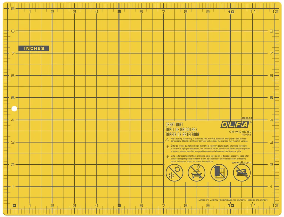 olfa-cm-9x12-01-yel-double-sided-self-healing-cutting-mat-9x12-inch-yellow image 1