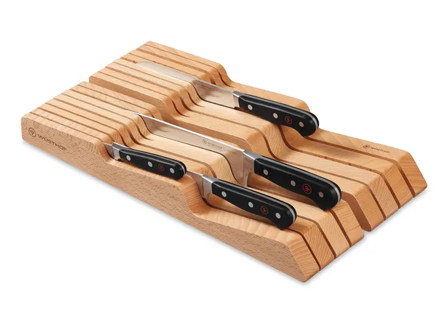 w-sthof-in-drawer-beechwood-knife-storage-tray-14-slot-knife-and-steel-organizer image 1