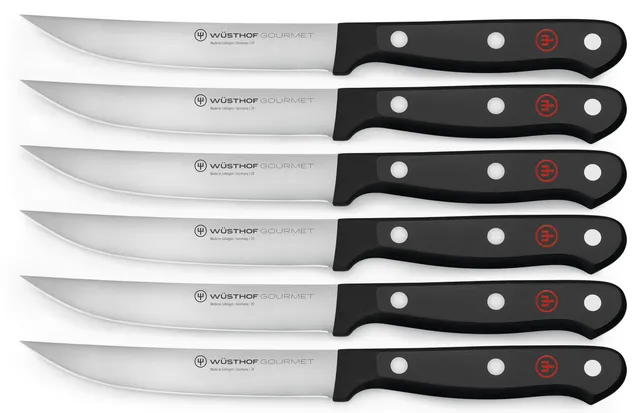 w-sthof-gourmet-6-piece-steak-knife-set-black-german-high-carbon-stainless-steel image 1