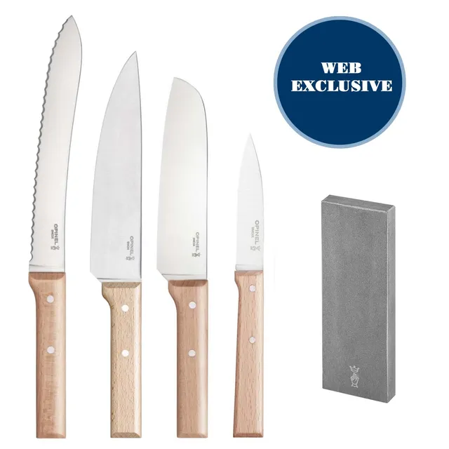 opinel-classic-4-piece-kitchen-knife-set-with-sharpening-stone-no-116-no-118-no- image 1