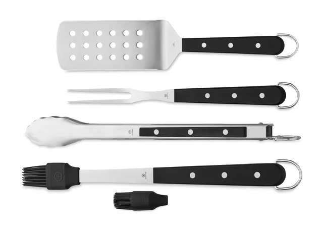 w-sthof-4-piece-bbq-chef-s-tools-set-turner-meat-fork-basting-brush-and-tongs-in image 1
