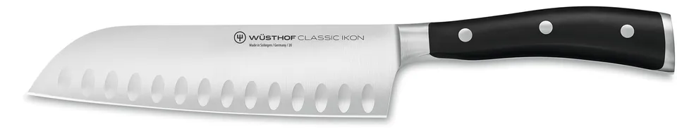 w-sthof-classic-ikon-7-hollow-edge-santoku-knife-black image 1