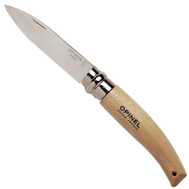 opinel-no-08-folding-gardening-knife-beechwood-handle-stainless-steel-blade-cust image 1