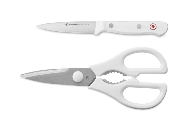 w-sthof-gourmet-white-2-piece-paring-shear-set-3-spear-point-paring-knife-and-co image 1