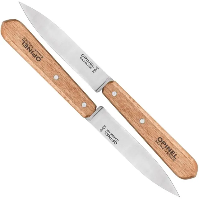 opinel-no-102-carbon-steel-paring-knife-set-of-2-beechwood-handle-kitchen-paring image 1