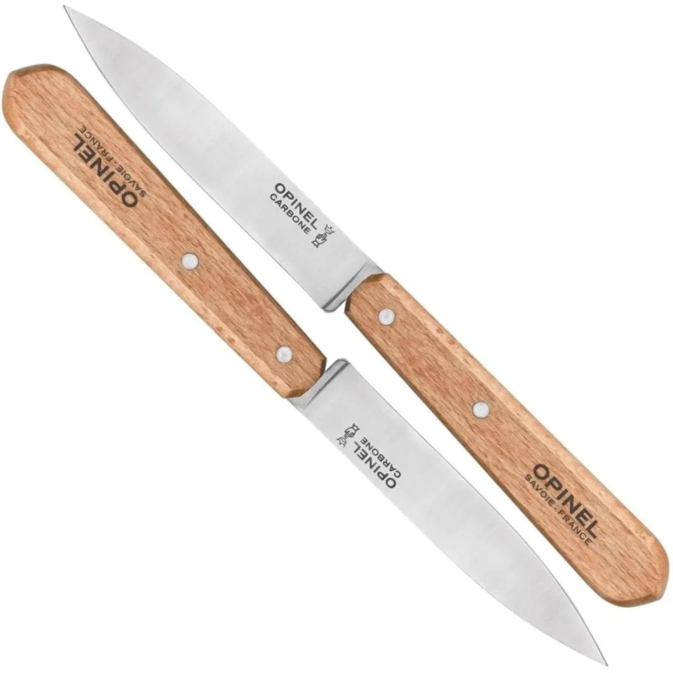 opinel-no-102-carbon-steel-paring-knife-set-of-2-beechwood-handle-kitchen-paring image 1