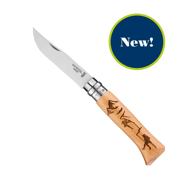 opinel-no-08-engraved-handle-folding-knife-alpine-adventures-collection image 1