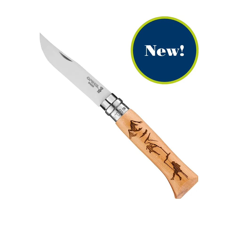 opinel-no-08-engraved-handle-folding-knife-alpine-adventures-collection image 1