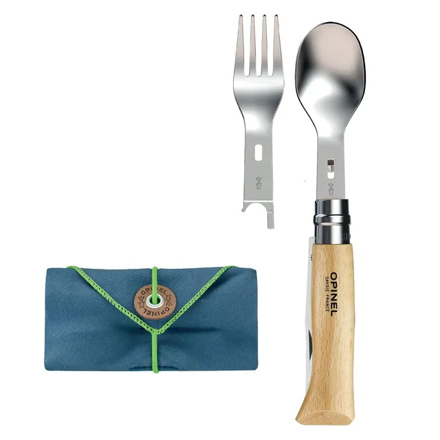 opinel-picnic-set-with-no-08-stainless-steel-folding-knife-fork-and-spoon-cutler image 1