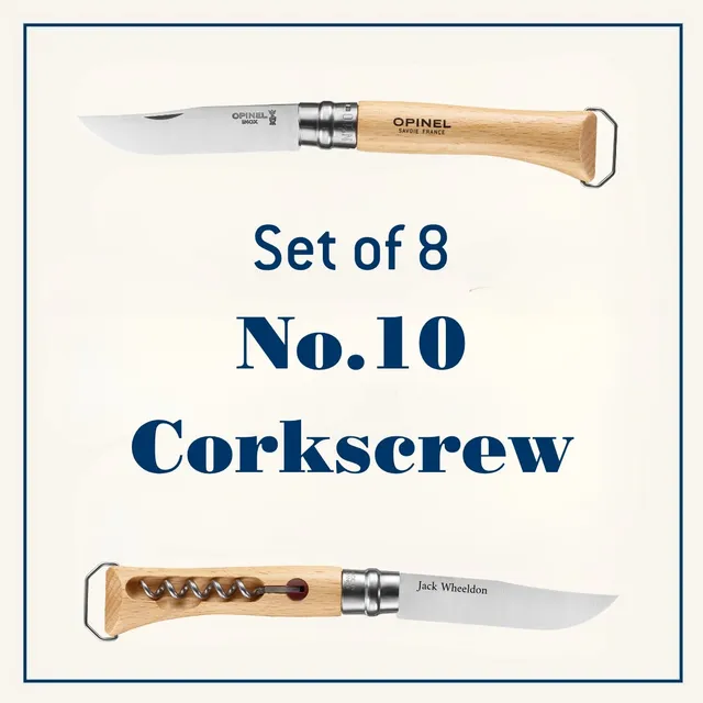 opinel-no-10-corkscrew-folding-knife-engraved-wedding-favor-bundle-set-of-8-with image 1