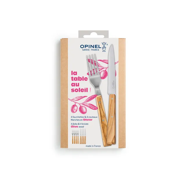 opinel-table-au-soleil-8-piece-flatware-set-4-sylve-olive-wood-forks-and-4-bon-a image 1