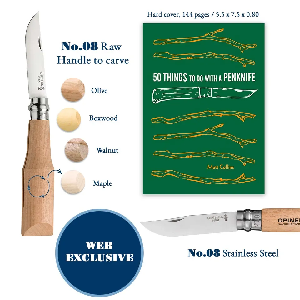 opinel-whittling-kit-no-08-stainless-steel-beechwood-knife-raw-ebauche-carving-b image 1