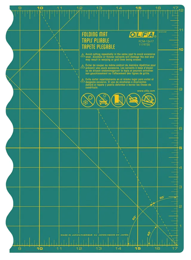 olfa-fcm-12x17-12-x-17-folding-cutting-mat-double-sided-self-healing-rotary-mat- image 1