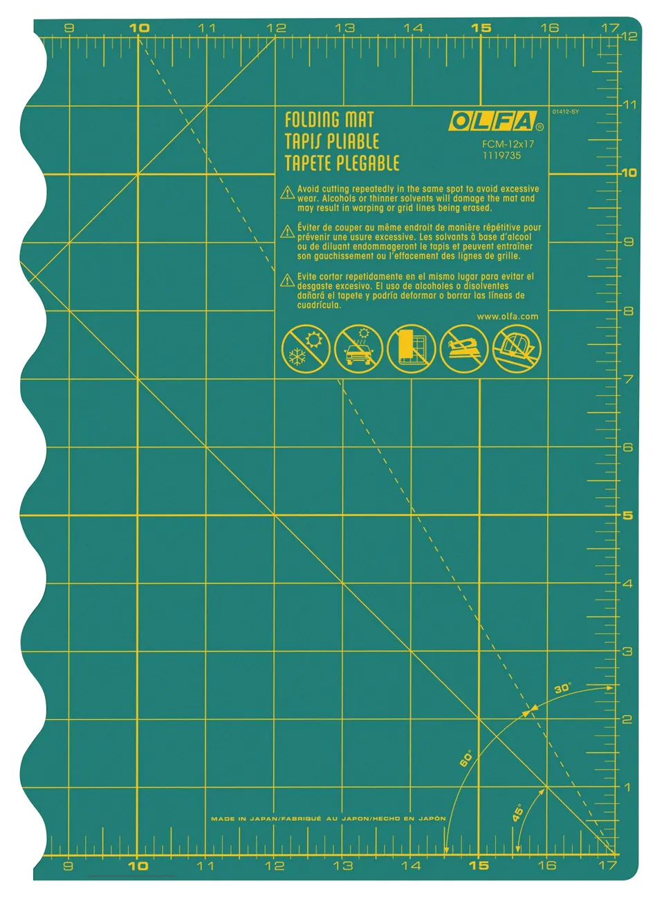 olfa-fcm-12x17-12-x-17-folding-cutting-mat-double-sided-self-healing-rotary-mat- image 1