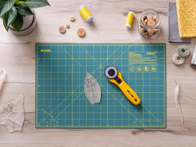 olfa-rty-2cyel-st-01-fabric-cutting-kit-with-45mm-rotary-cutter-and-12x18-cuttin image 1