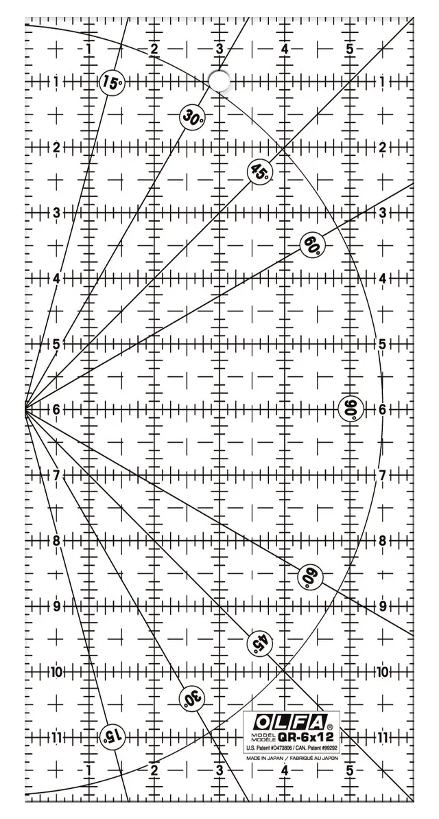 olfa-qr-6x12-6-x-12-frosted-acrylic-quilting-ruler image 1