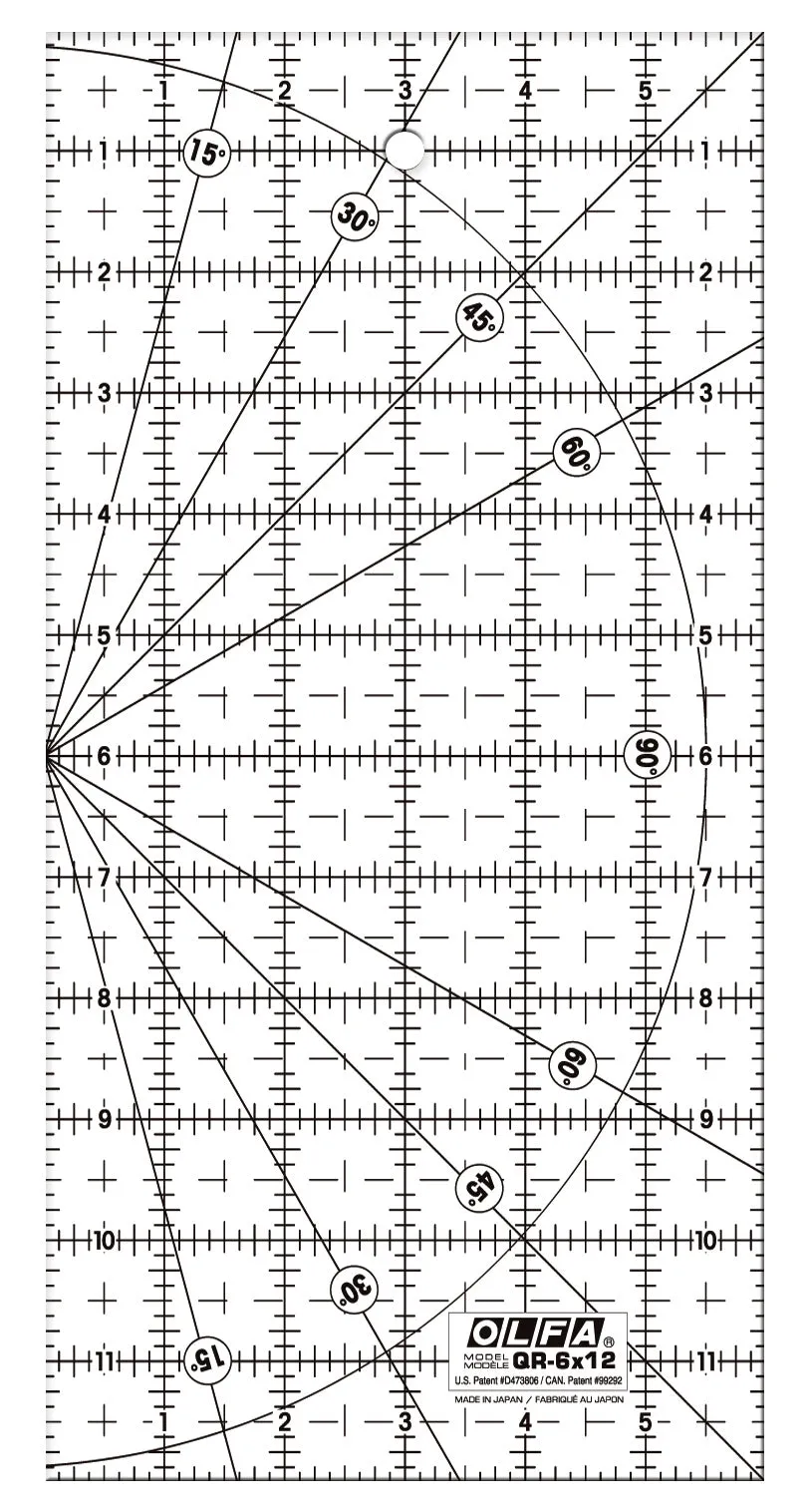 olfa-qr-6x12-6-x-12-frosted-acrylic-quilting-ruler image 1