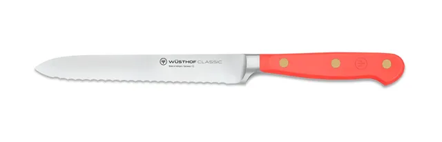w-sthof-classic-coral-peach-5-serrated-utility-knife-forged-solingen-breakfast-s image 1