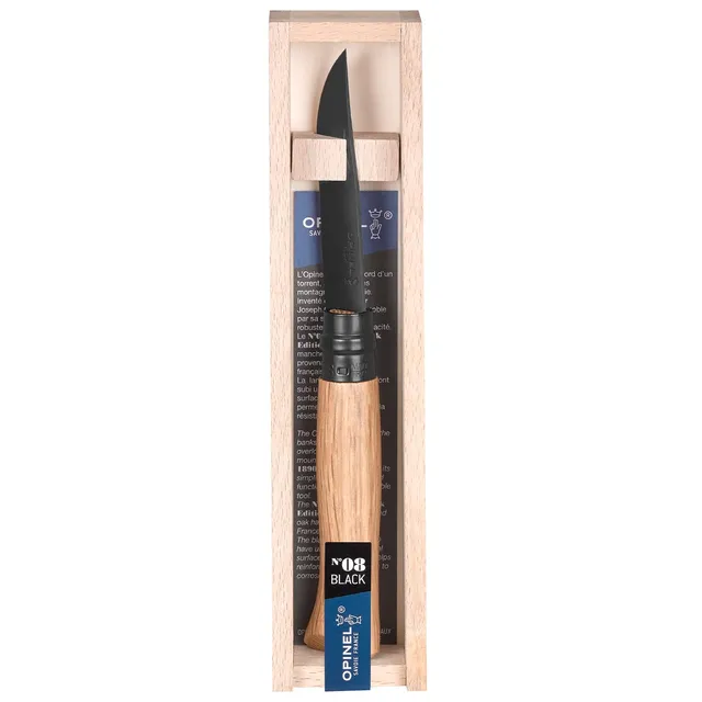 opinel-no-08-stainless-steel-folding-pocket-knife-black-oak-handle-with-black-co image 1