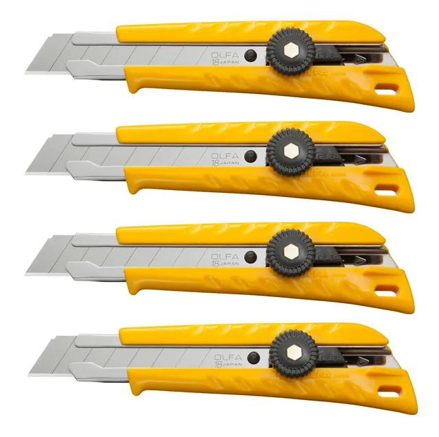 olfa-l-1-classic-18mm-heavy-duty-ratchet-lock-utility-knife-4-pack image 1