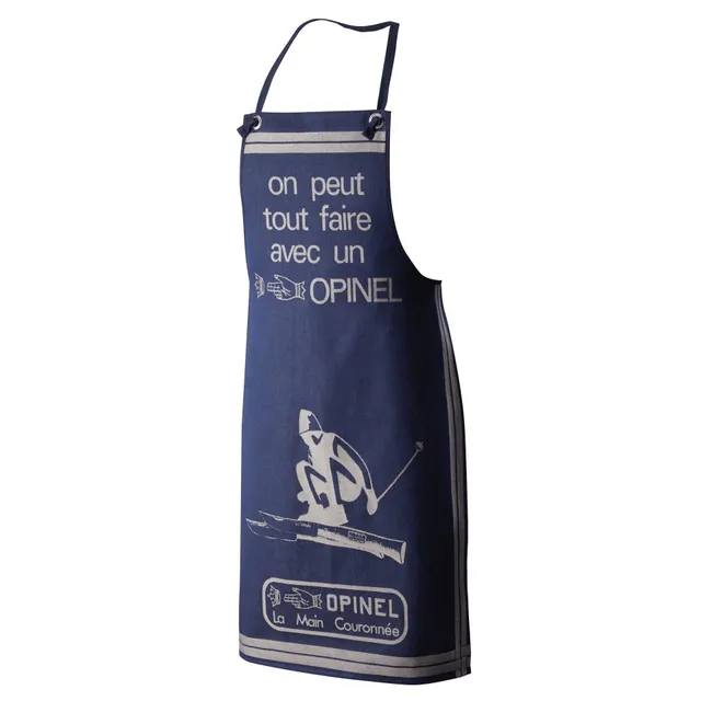 opinel-adult-apron-reversible-100-cotton-one-size-kitchen-apron-with-alps-skiing image 1