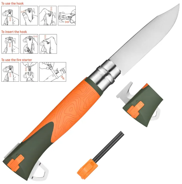 opinel-no-12-outdoor-explore-folding-knife-with-fire-starter-and-whistle-orange image 1