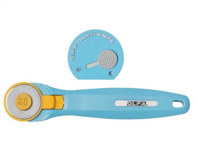 olfa-rty-1c-tk-aqa-28mm-quick-change-rotary-cutter-with-bonus-tk-4-touch-knife image 1