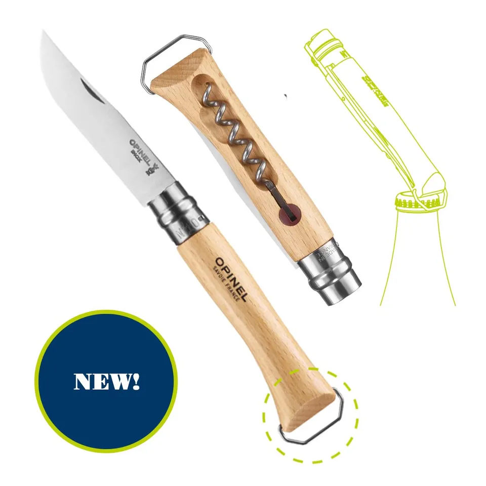 opinel-no-10-corkscrew-knife-beechwood-folding-pocket-knife-with-5-turn-corkscre image 1