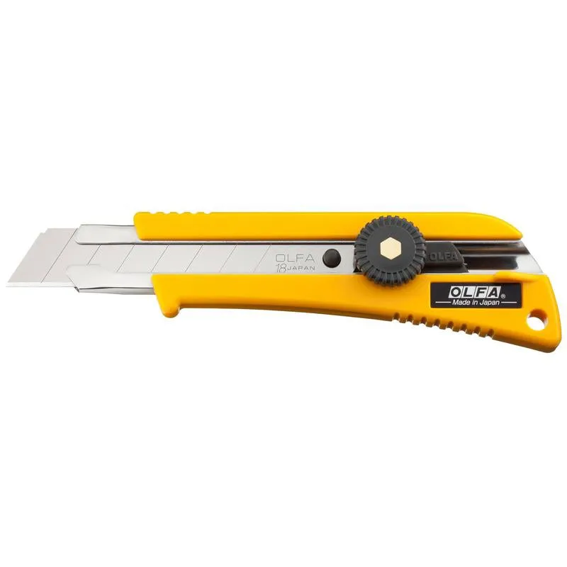 olfa-l-2-18mm-heavy-duty-utility-knife-with-rubber-inset-grip-and-ratchet-lock image 1