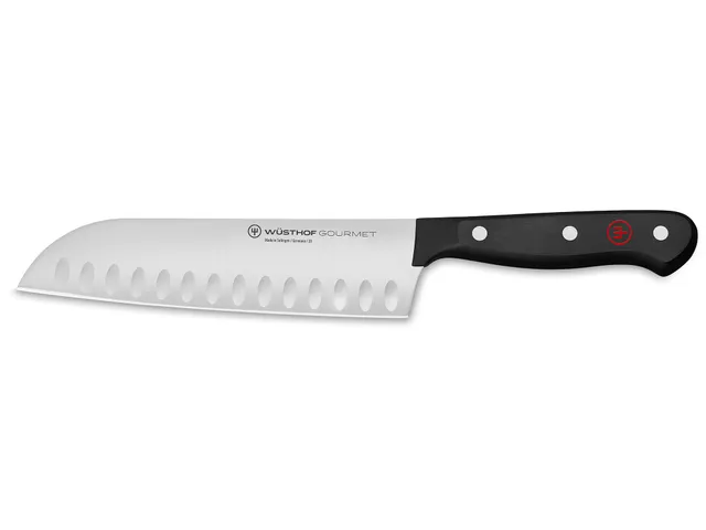 w-sthof-gourmet-7-hollow-edge-santoku-knife-high-carbon-stainless-steel-black image 1
