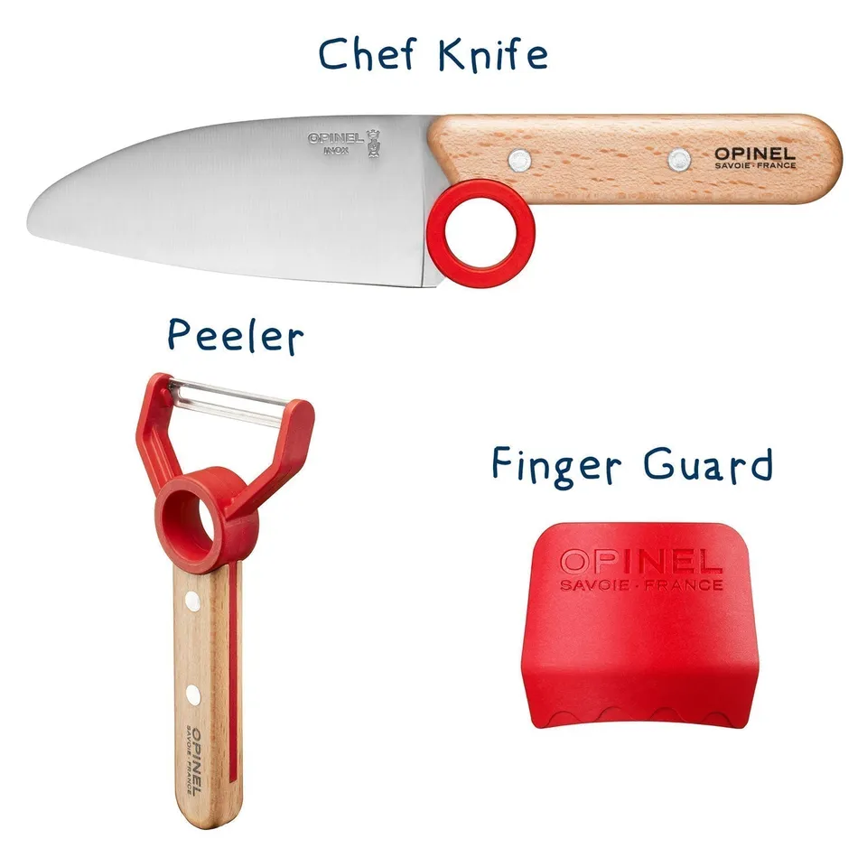 opinel-le-petit-chef-children-s-3-piece-kitchen-knife-set-educational-finger-rin image 1