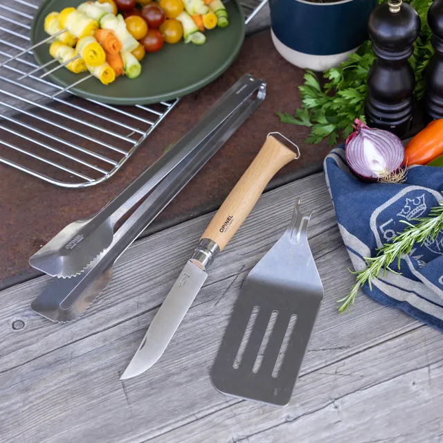 opinel-grilling-set-no-12b-stainless-steel-bbq-folding-knife-with-bottle-opener- image 1