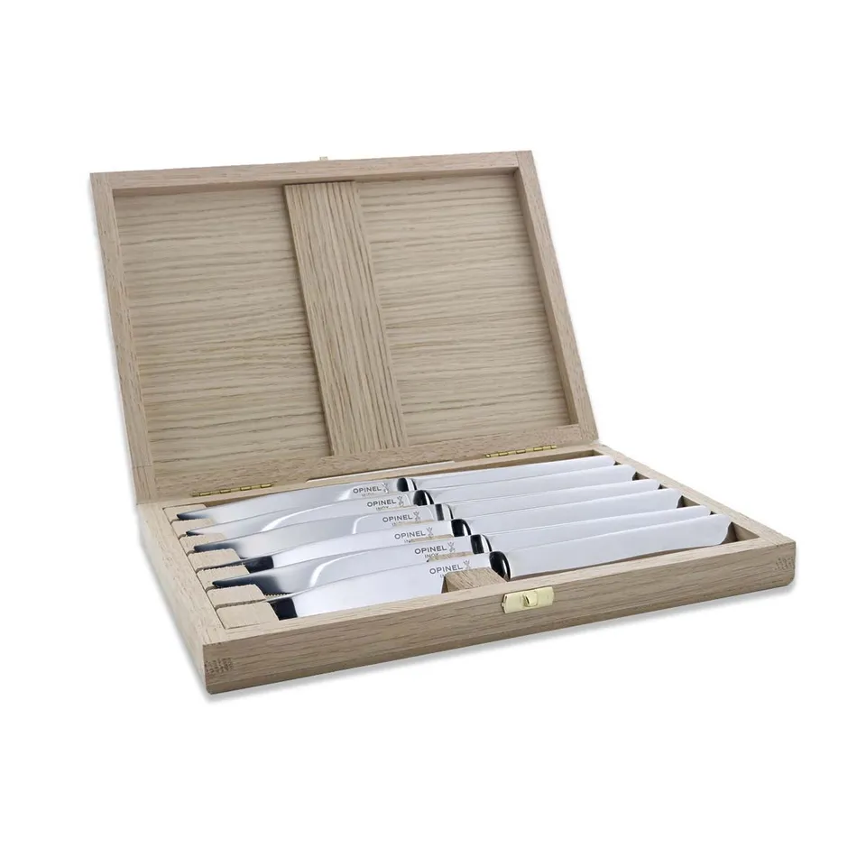 opinel-perp-tue-6-piece-steak-knife-set-with-wooden-gift-box-all-stainless-micro image 1