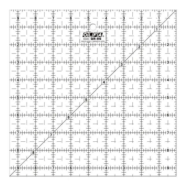 olfa-qr-9s-9-1-2-square-frosted-advantage-acrylic-quilting-ruler-non-slip-clear- image 1