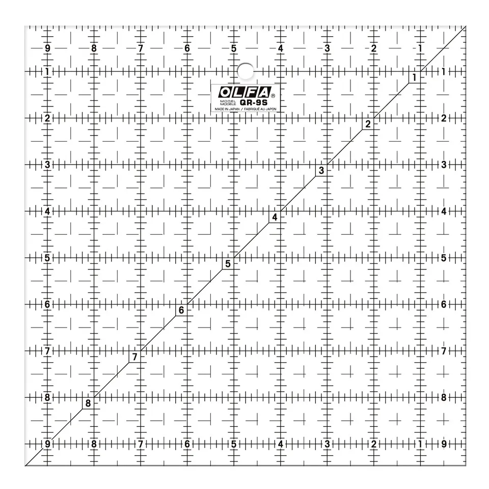 olfa-qr-9s-9-1-2-square-frosted-advantage-acrylic-quilting-ruler-non-slip-clear- image 1