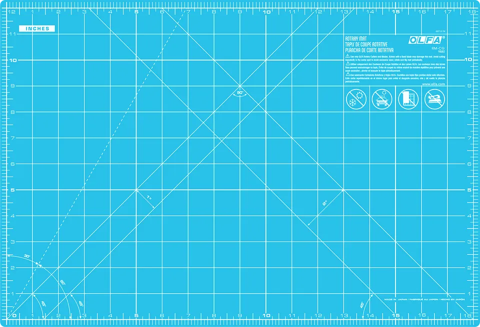 olfa-rm-cg-aqa-12-x-18-double-sided-self-healing-rotary-cutting-mat-aqua image 1