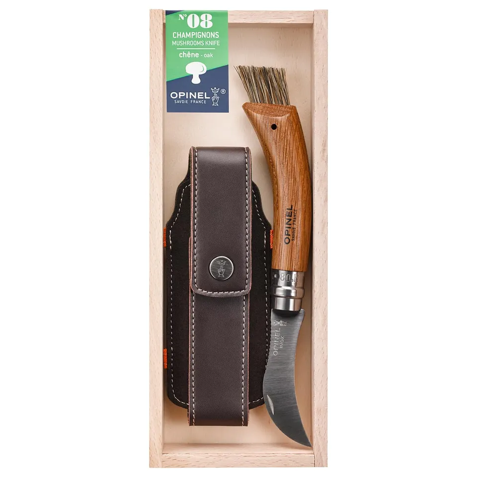 opinel-no-8-mushroom-folding-knife-gift-box-with-foraging-belt-sheath-and-boar-b image 1