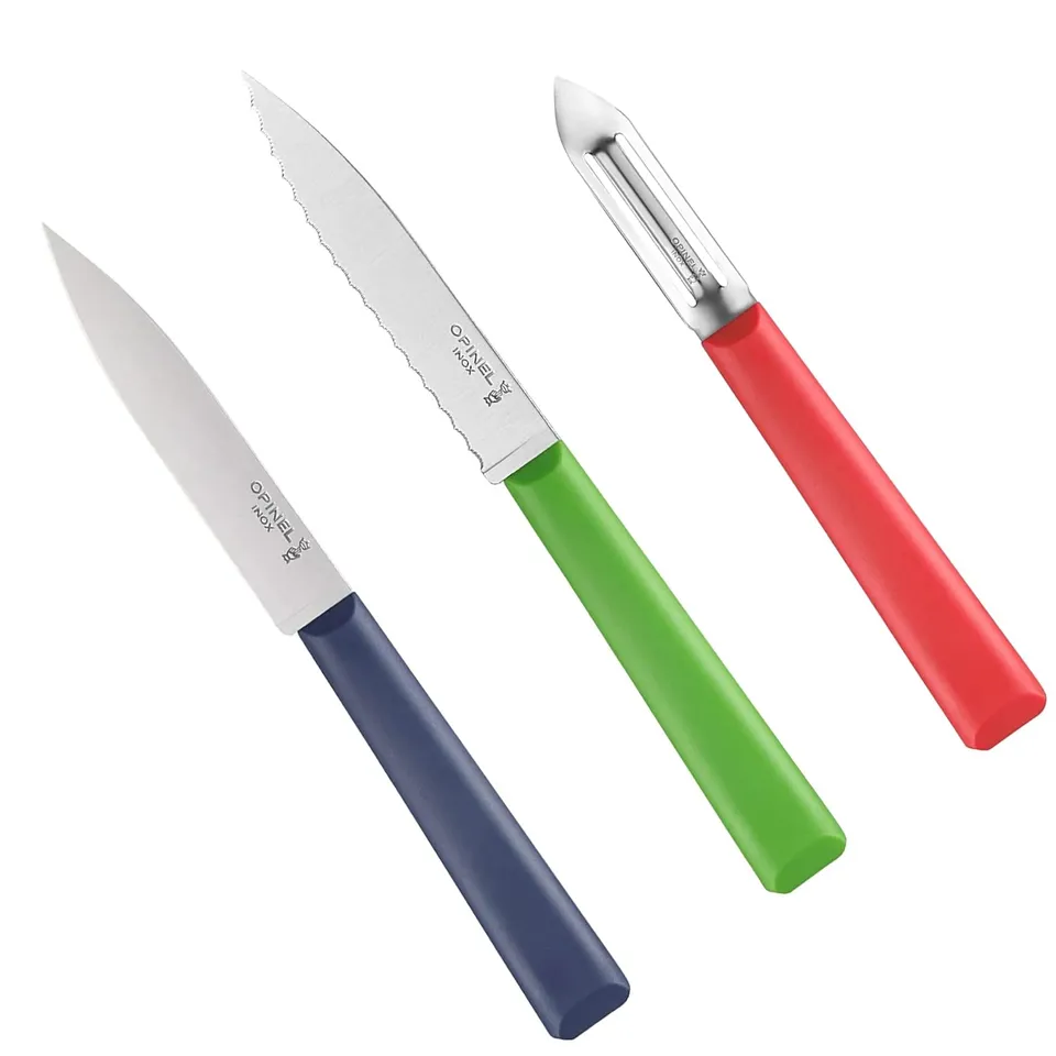 opinel-les-essentials-trio-kitchen-set-paring-knife-serrated-paring-knife-and-st image 1