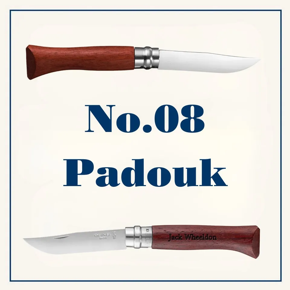 opinel-no-08-padouk-mirror-polished-folding-knife-engraved-gift-set-of-6-with-gi image 1