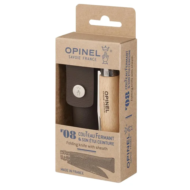 opinel-no-08-stainless-steel-folding-pocket-knife-3-35-sandvik-12c27-blade-beech image 1