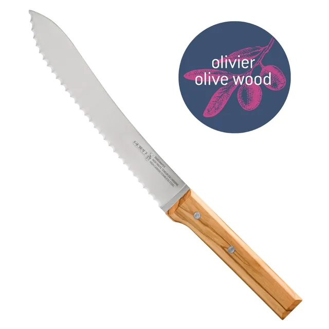 opinel-parallele-8-serrated-bread-knife-with-olive-wood-handle image 1